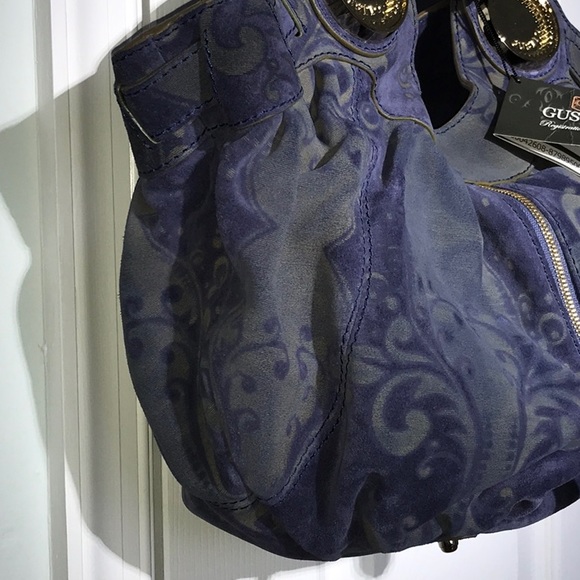 Vintage Gustto Hobo Budelli Printed Suede Leather Large boho bag - Picture 3 of 13